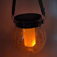 Lampe Solaire LED IP65 Effet Flamme pour Extérieur, Cour, Verre, Suspendue, Décorative, Noël, Style Bocal Mason