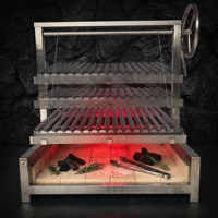 Barbecue au charbon de bois réglable en acier inoxydable Santa Maria Asado avec briques réfractaires et mécanisme de levage