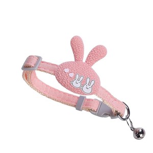 Lindo estilo cartón suave gato <span class=keywords><strong>Collar</strong></span> sólido poliéster correa para mascotas con campana elegante patrón sólido - Product Image 6