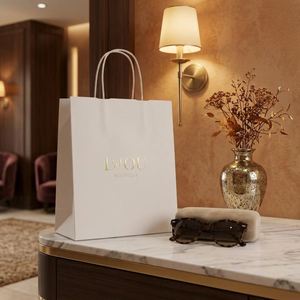 Bolsas de Papel Kraft Blancas y Marrones Recicladas para Comida para Llevar, Ropa y Entrega de Paquetes, con Impresión Personalizada - Product Image 1