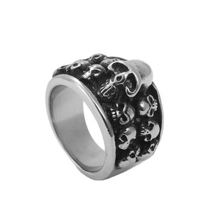 <b>Skull</b> <b>Ring</b> Men's Punk Style Stainless Steel Silver Color Retro Trendy Jewelry Gift 213007 - Product Image 5