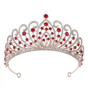 Wholesale Luxury Beauty Pageant Wedding Tiara Crystal Rhinestone Baroque Alloy Princess Bridal Crown For Women