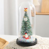 Dôme en verre lumineux pour arbre de Noël avec LED – Ornement de bureau, cadeau de Noël, de la Saint-Valentin et de la fête des enfants, petite décoration d'intérieur