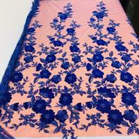 Trois dimensions fleur perle broderie Sequin nouvelle robe de mariée perle broderie pure dentelle velours dentelle tissu avec paillettes