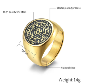 Vintage <b>Men</b> Jewelry Star of David Seven Archangels Talisman Protection Amulet Solomon Seal <b>Ring</b> Religious Spiritual Accessory - Product Image 3
