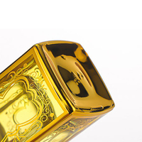 Flacon de parfum carré en verre de luxe avec motif doré personnalisé, bouchon en cristal, vide, rechargeable, flacon vaporisateur de parfum