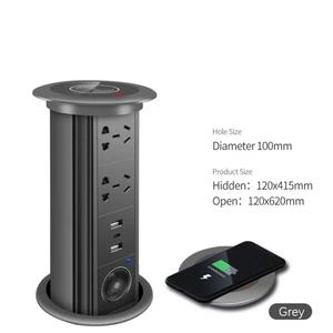 Toma retráctil de cocina para Reino Unido, UE, EE. UU., Alemania, Audio USB, carga inalámbrica, toma emergente motorizada, tomas de corriente de mesa IP44 - Product Image 3