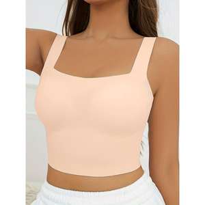 Women's Basic Crop <b>Top</b> Fashion Wireless Push-up Ice Silk Seamless <b>Bra</b> Full Coverage Soutien Gorge Bow Decoration Hook Nude Color - Product Image 5