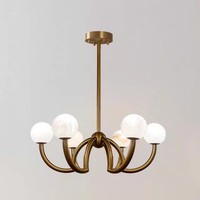 Lustre moderne minimaliste en albâtre espagnol naturel, luminaire suspendu de luxe à plusieurs bras en forme de globe pour salle à manger, salon, villa
