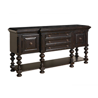 Table console en bois de chêne massif de luxe, finition étagère inférieure, design moderne, tiroirs pour meubles de salon