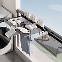 Séchoir à linge pliant Balcon Séchage Chaussures et chaussettes Rétractable Maille Libre Fenêtre Garde-corps Intérieur Séchage Vêtements Dieu Arme