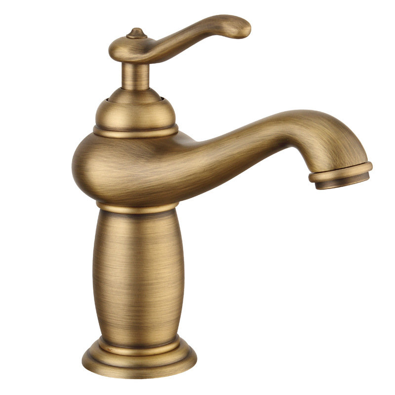 European Antique Brass Basin Faucet Ceramic