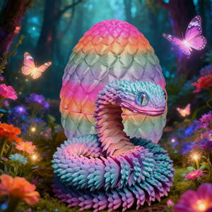 Jouets d'animaux flexibles en forme d'œuf de <span class=keywords><strong>serpent</strong></span> imprimés en 3D Vashine pour enfants, décoration de maison, jouets de zoo en cristal pour enfants - Product Image 1
