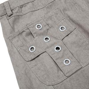 Pantalon cargo de travail en toile, double genouillère, coupe décontractée, effet vieilli, unisexe, jambe large, ourlet arrondi, coupe ample, 100% coton - Product Image 4