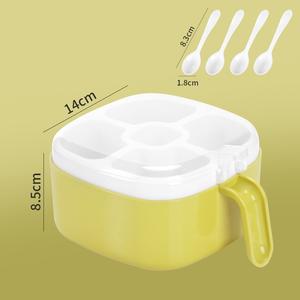 Productos al por Mayor, Recipiente de Plástico Ecológico con Tapa y Cuchara, 5 Compartimentos, Caja para Especias, Utensilios de Cocina, Estante para Especias - Product Image 4