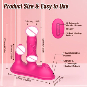 Vibrador Dildo 3 en 1 con Ventosa - Control Remoto con 10 Modos de Empuje para Estimulación del Clítoris y Punto G, Juguete Sexual Femenino - Product Image 6