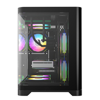 Casing Komputer Gaming AntarcChill Factory Supply Wide Cube Mid Tower Desain Kaca Lengkung untuk Gamer PC, Kabinet PC Micro ATX