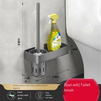 Portaescobillas de baño cromado, herramienta de limpieza de acero inoxidable, cepillo de baño duradero con cepillo de baño y juego de Soporte para Baño