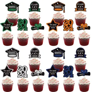 Thiết kế mới 5pcs cupcake Topper cho lớp học của 2024 congrats GRAD trái cây cupcake Picks tốt nghiệp bên Nguồn cung cấp