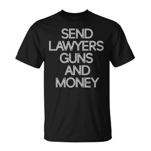 T-shirt promotionnel noir pour hommes « Envoyez aux avocats des armes et de l'argent » - Product Image 2