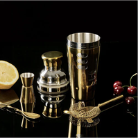 Ensemble de 4 outils de barman de luxe en acier inoxydable doré, kit de mélangeur à cocktails personnalisé, shaker à martini, fabrication directe en usine