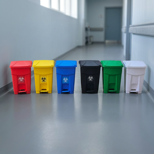 Rectangular Plastic Medical Waste <b>Bin</b> with Foot Pedal for Hospital Indoor Use in <b>Red</b> Yellow Blue Black Green White Colors - Product Image 6