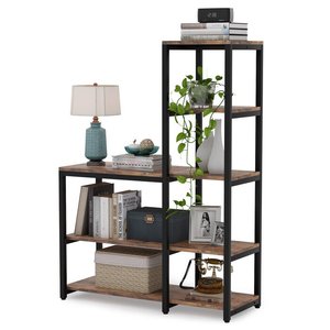 Multi-tier storage <b>rack</b>, <b>shelf</b>, home bookshelf, floor display <b>rack</b>, simple steel and wood storage <b>rack</b> - Product Image 2