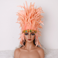 Accessoires de performance exotiques pour festival EDM, tenue de rave, costume de carnaval, coiffe unisexe avec grande couronne de plumes pour danseurs