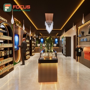 ตู้โชว์ร้านขายบุหรี่แบบสองด้าน ตู้ไม้กระจกพร้อมไฟ LED สำหรับโชว์ยาสูบ - Product Image 1