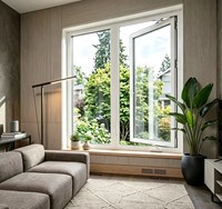 Fenêtres à battants en PVC à cadre noir, style américain moderne, résistantes aux chocs, à double vitrage, insonorisées, pour villa et hôtel