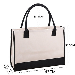Bolso Tote Minimalista para Mujer, para el Uso Diario, en Lona, Disponible en Blanco, con Impresión de Logotipo Personalizado para Oficina, Comercio Minorista, Muestra OEM - Product Image 2