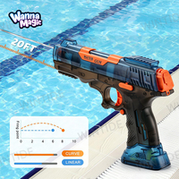 Pistolet à eau électrique transparent WANNA MAGIC, chargeur 75 ml, lanceur automatique, portée 6 m, jouet d'extérieur estival unisexe