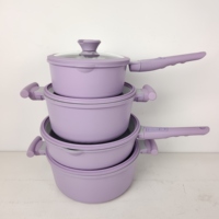 Ensemble de casseroles et poêles en céramique antiadhésive de luxe SANLANG violet, revêtement durable, aluminium moulé sous pression, sans PFAS