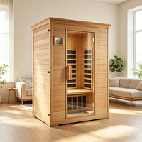 Cabine de sauna infrarouge en bois de luxe avec porte en verre trempé, sauna intérieur pour la maison, salle de spa pour la relaxation et le bien-être