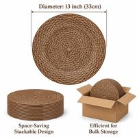 Assiette de présentation en PP tressé marron de 13 pouces, légère et incassable, pour la décoration de table de mariage, de fête ou de banquet