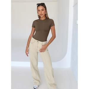 Bodysuits Modernos para Mujer 2024, Camisetas Básicas Estilo Reina, Camisetas sin Mangas, Mangas Cortas, Ajustadas, Estilo Y2K, para Entrenamiento, Moda de Verano B0CP7GZ8Y7 - Product Image 5