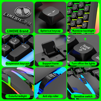 LIMEIDE GTX350 Wired Gaming Keyboard Mouse Set Spherical Keycaps Rainbow Backlit 104 Keys for PC Laptop Office