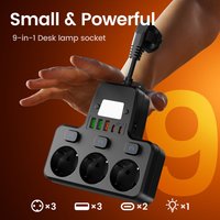 Enchufe Portátil Poroso con Cable Corto, Protección Contra Sobrecargas, USB 9 en 1
