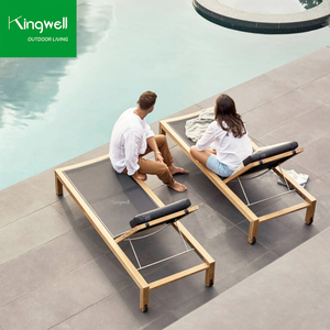 Chaise longue de luxe moderne en teck pour l'extérieur, idéale pour la piscine, la plage, le parc, l'hôtel, la villa ou la cour. - Product Image 1