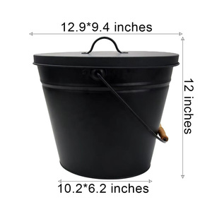 ถังใส่ถ่านเหล็กสีดำด้าน ขนาด 4.7 แกลลอน พร้อมหูหิ้ว อุปกรณ์เสริมสำหรับเตาผิง - Product Image 2