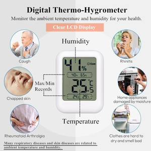 Thermomètre d'ambiance numérique et hygromètre Mesures de la température et de l'humidité intérieures avec les enregistrements les plus élevés/les plus bas - Product Image 2