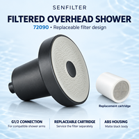 Pommeau de douche filtre suspendu 140 mm, filtration multi-étapes, adoucisseur d'eau, élimination du chlore, cartouche remplaçable G1/2, finition mate