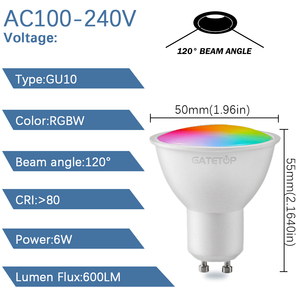 Projecteur LED Intelligent RGBW à Télécommande Culot GU10, <span class=keywords><strong>Ampoule</strong></span> Connectée AC100-240V 6W, Lumières Couleur Dimmables 24 Touches Idéales pour Fêtes et Bars - Product Image 2