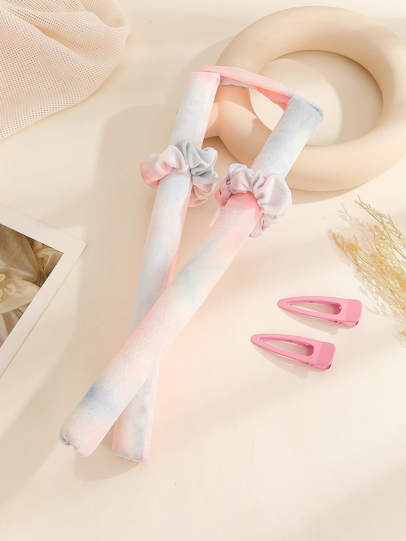 Ensemble 4 pièces tie-dye cheveux bouclés Nunchaku