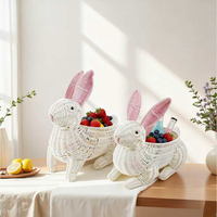 Osterhase Handgefertigter Rattan-Aufbewahrungskorb für Küchengebrauch, Eiersuche & Frühlingstischdekoration