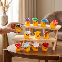 Figurine de canard cowboy mignon en résine avec chapeau, pour jardin féerique, mini ornement de gâteau, décoration de bureau, cadeau de fête, vente en gros, bricolage, jouet