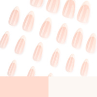 Ongles à presser personnalisés en amande moyenne, marque privée OEM/ODM, rose nude, blanc, French manucure brillante, classiques et simples, faux ongles artificiels