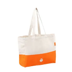 Wholesale Natural Custom Large Eco Canvas Beach Bag Cotton Bag Canvas Tote Bags With Pockets Printed Logo