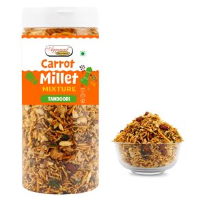 Mélange de carottes et de millet tandoori, collation saine et croustillante, légèrement épicée, grignotée, rôtie, riche en fibres, prête à manger, mélange pour l'heure du thé - Product Image 4
