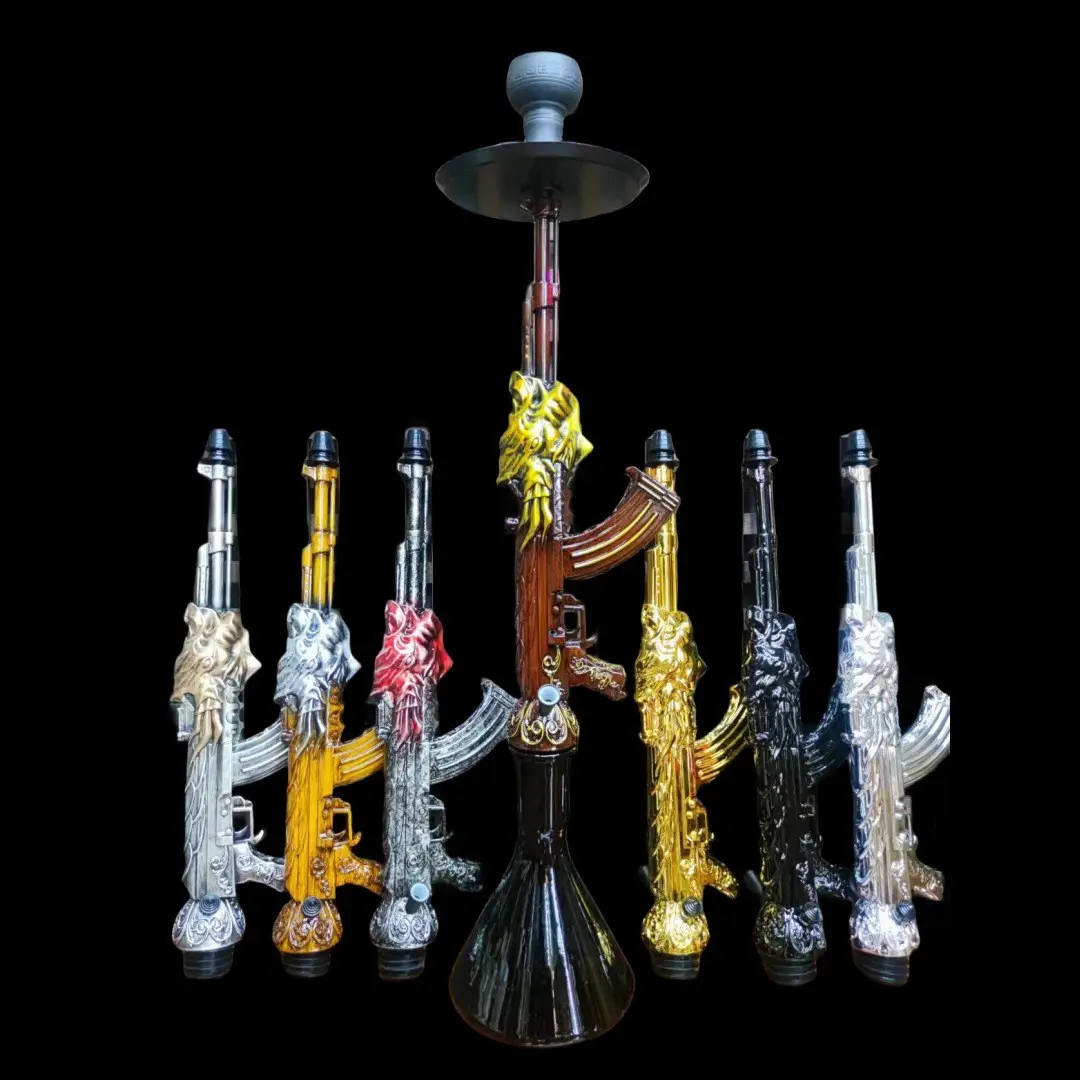 Kit Hookah AK 47 Resin Mewah Mangkuk Shisha Set Bentuk Pistol Shisha Hookah